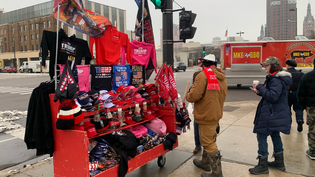 Photos: Trump supporters line up hours ahead of tonight's rally