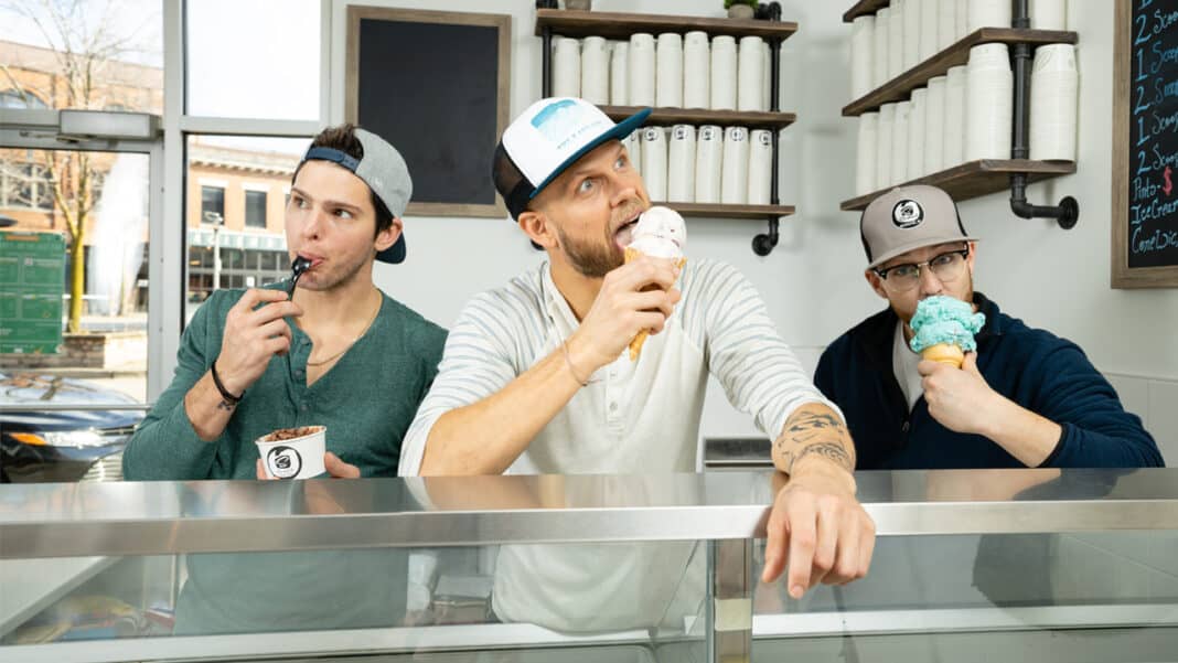 Scratch Ice Cream co-founders Dustin Garley, Ryan Povlick and Justin Povlick. Credit: Andrew Feller