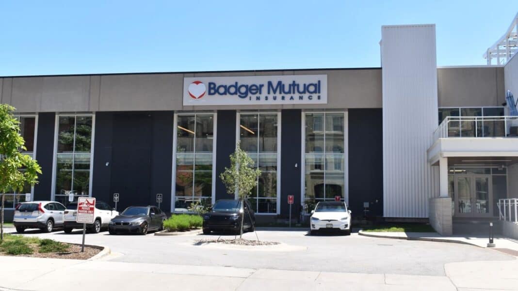 The outdoor signage gives Badger Mutual a visible presence at its new offices.