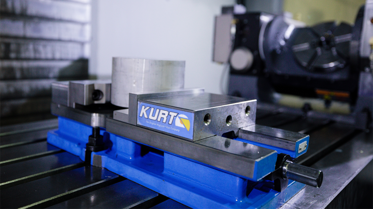 A 5th axis rotary table in a CNC machining center at PartsBadger’s Cedarburg headquarters.