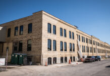 The east block apartment building at the Community Within the Corridor. One of the oldest buildings on the campus, it was built in 1906.