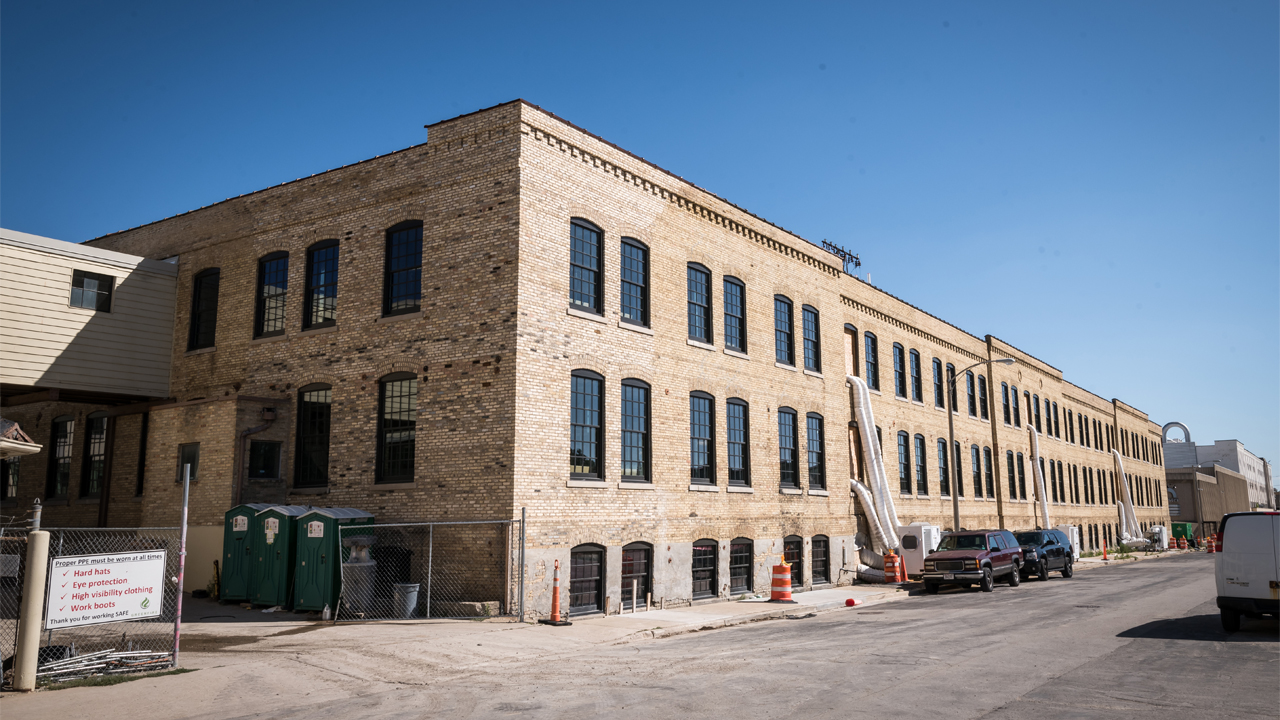 The east block apartment building at the Community Within the Corridor. One of the oldest buildings on the campus, it was built in 1906.