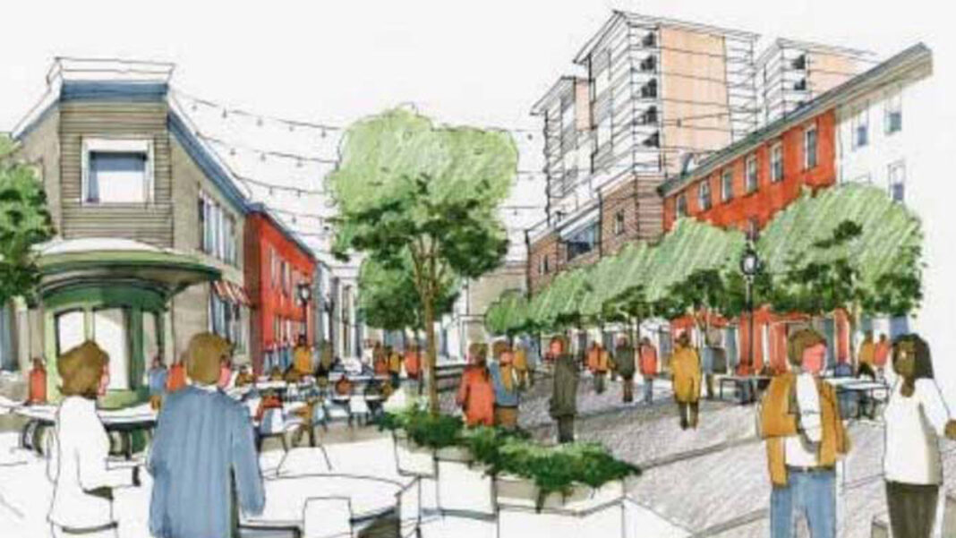 A rendering of the proposed pedestrian mall on East Ivanhoe Place on Milwaukee's East Side.