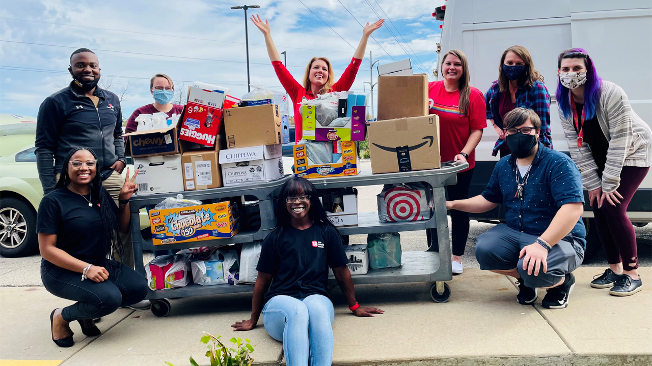 Members of UW Credit Union’s Black Excellence Group coordinated a supply drive to benefit Pathfinders in Milwaukee. 