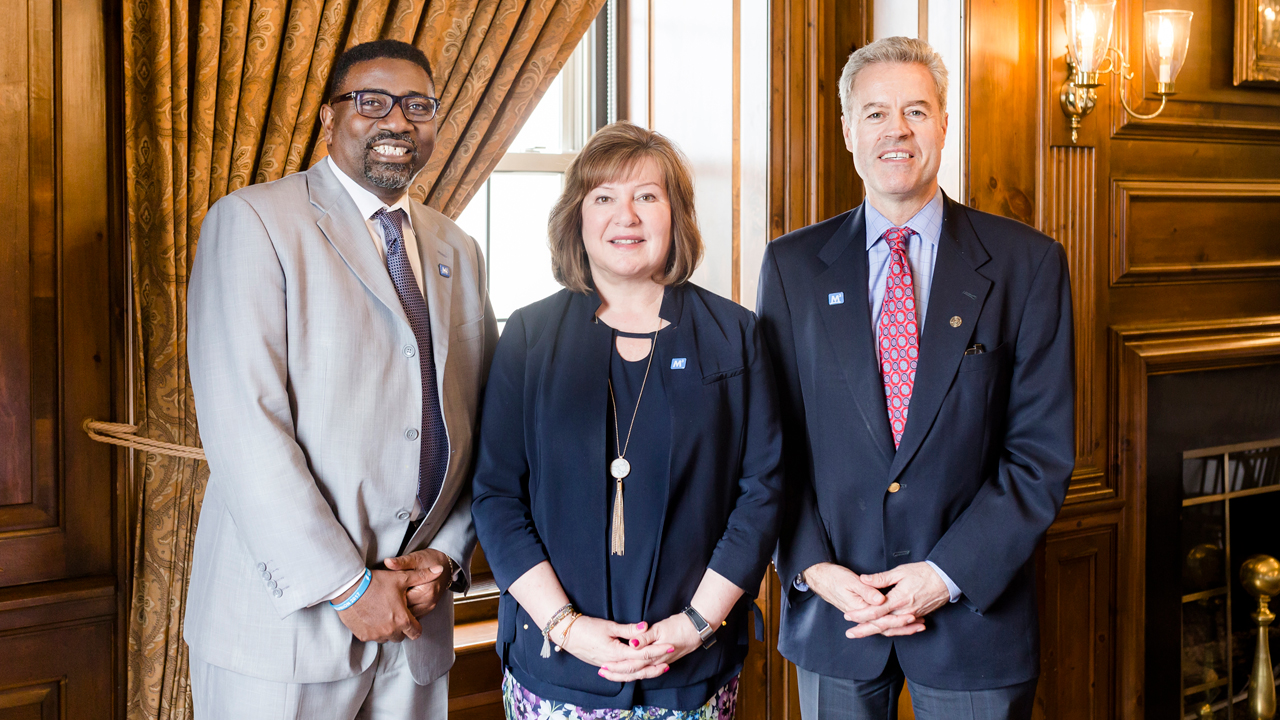 Keith Posley, superintendent of Milwaukee Public Schools; Vicki Martin, president of Milwaukee Area Technical College; and Mark Mone, chancellor of UWM, have joined forces under an initiative known as M³ to improve educational outcomes among MPS students. 