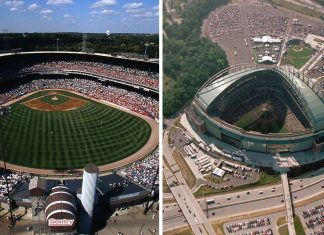 Images of County Stadium and American Family Field