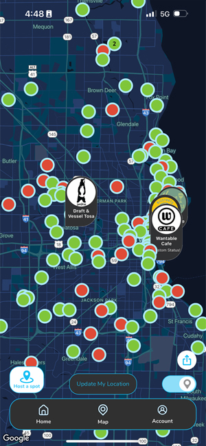 Sit By Me’s in-app map shows the general locations of other users. 