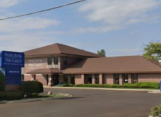 State Bank of the Lakes branch in Pleasant Prairie. Image from Google.