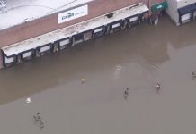 Flooding at the Cargill plant in the Menomonee Valley in Milwaukee. Image from WISN-TV Channel 12, a media partner of BizTimes Milwaukee.