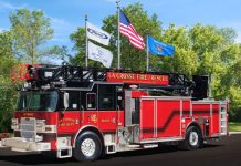 The City of La Crosse’s 2016 pierce arrow xt aerial fire apparatus.