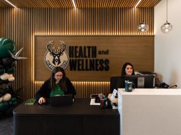 Inside the Milwaukee Bucks health and wellness clinic on the fourth floor of Schlitz Park’s Stock-House building, located at 1543 N. Second St. Photo credit: Abigail Hoerchner/Milwaukee Bucks