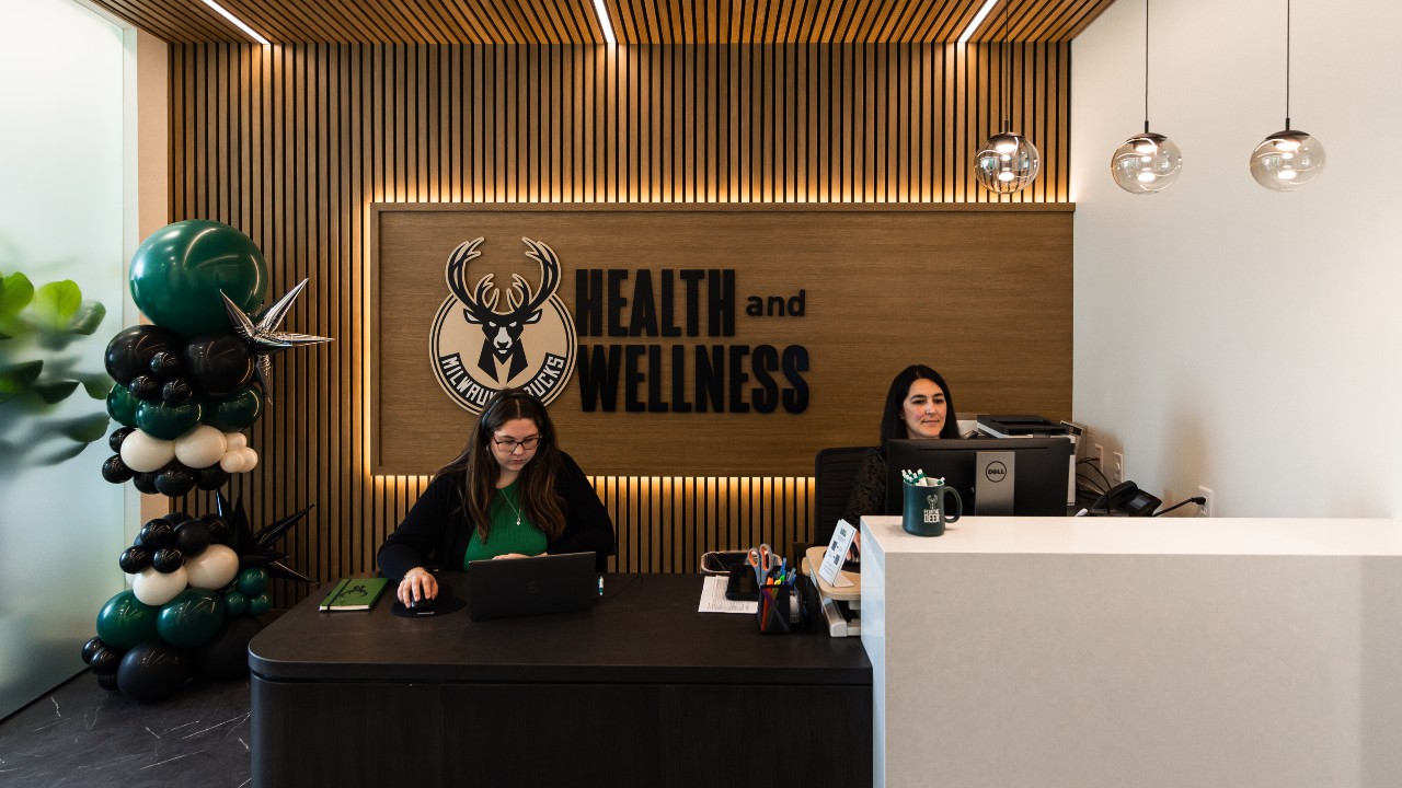 Inside the Milwaukee Bucks health and wellness clinic on the fourth floor of Schlitz Park’s Stock-House building, located at 1543 N. Second St. Photo credit: Abigail Hoerchner/Milwaukee Bucks