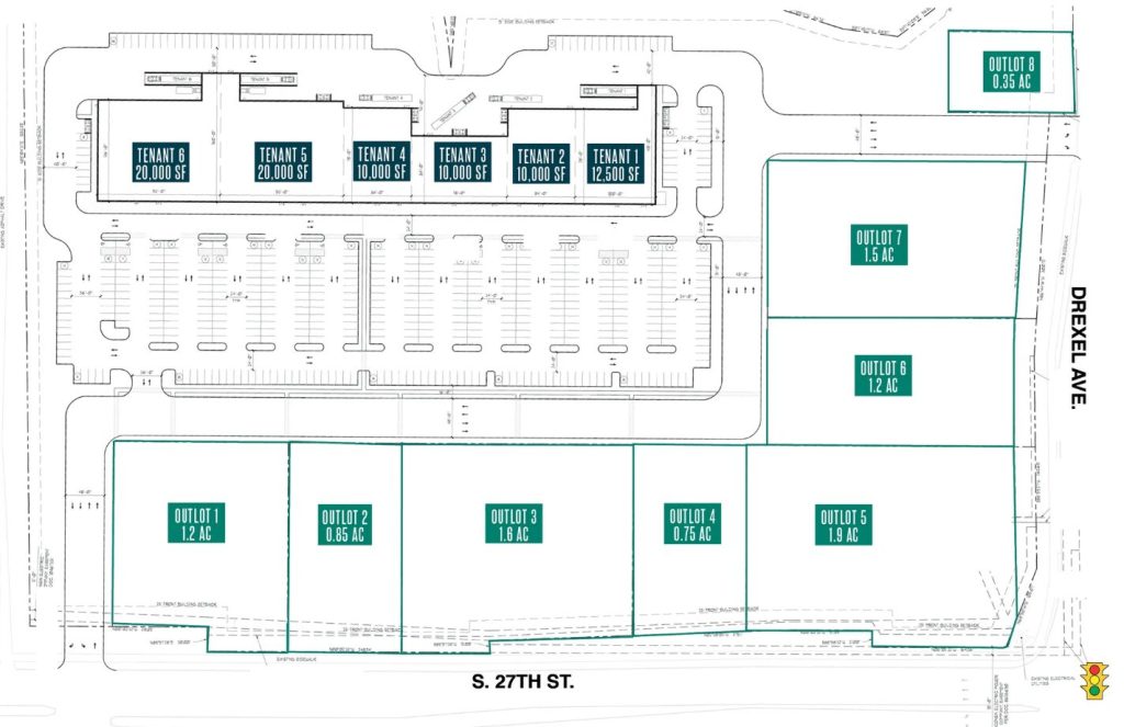 Map of The Prairie retail development from Mid-America Real Estate.