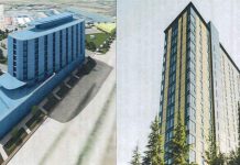 The 13-story apartment tower. Rendering from Cream City Real Estate Investments