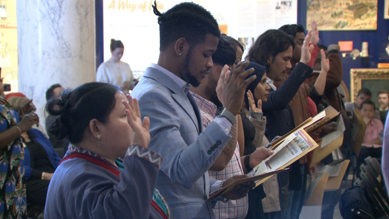 New United States citizens were welcomed during a special naturalization ceremony in 2024 at the Milwaukee County Historical Society.