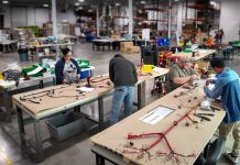 This area within Rely Contract Manufacturing’s new facility is dedicated to wire harness building.