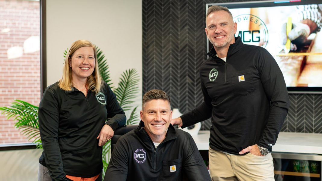 Midwest Construction Group leadership: (left to right) director of client services Tracy Wallschlaeger, vice president Brigham Green and president Sean Bailey.