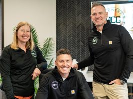 Midwest Construction Group leadership: (left to right) director of client services Tracy Wallschlaeger, vice president Brigham Green and president Sean Bailey.