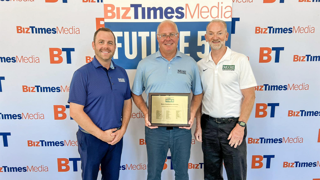Moore Construction Services leadership: (left to right) vice president Austin Moore, president Mike Moore and executive vice president Tom Smith.