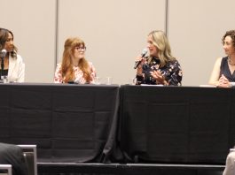 (Left to right) Beth Ridley, Lacey Sadoff, Lori Richards and Sarah Maio discuss strategies for leading differently during a breakout session at BizTimes’ Women in Business Symposium.