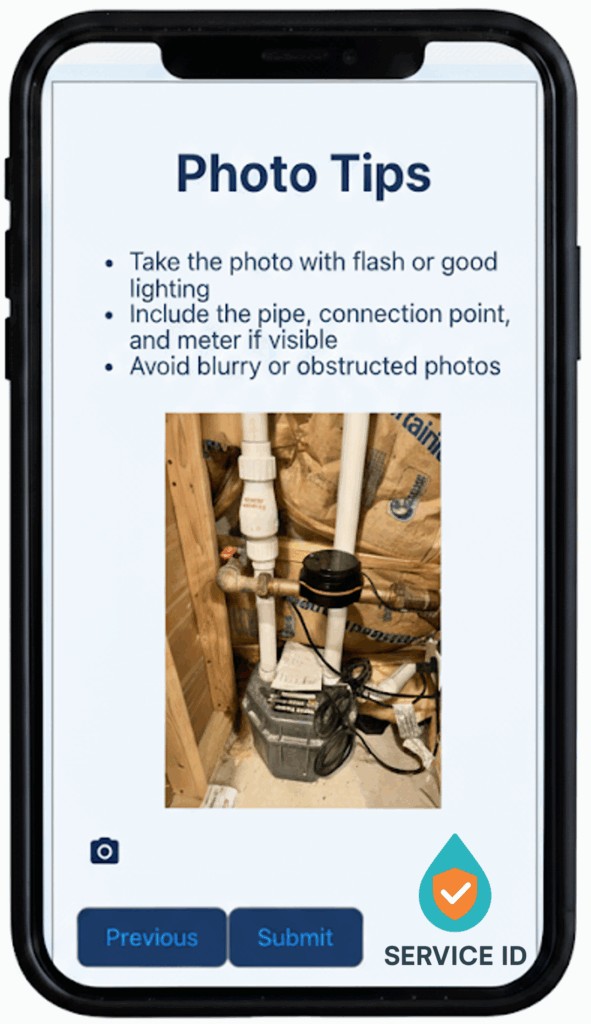 Service ID allows utilities to identify lead pipes from submitted photos using AI. Submitted photo.
