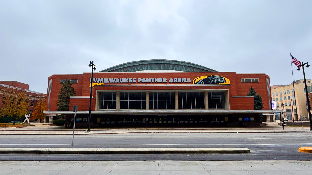 The UW-Milwaukee Panther Arena at 400 W. Kilbourn Ave. has a seating capacity of 12,700. 