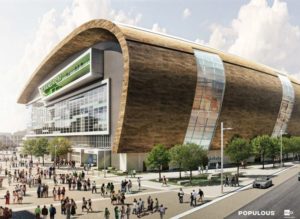 Rendering of Milwaukee Bucks Arena in downtown Milwaukee