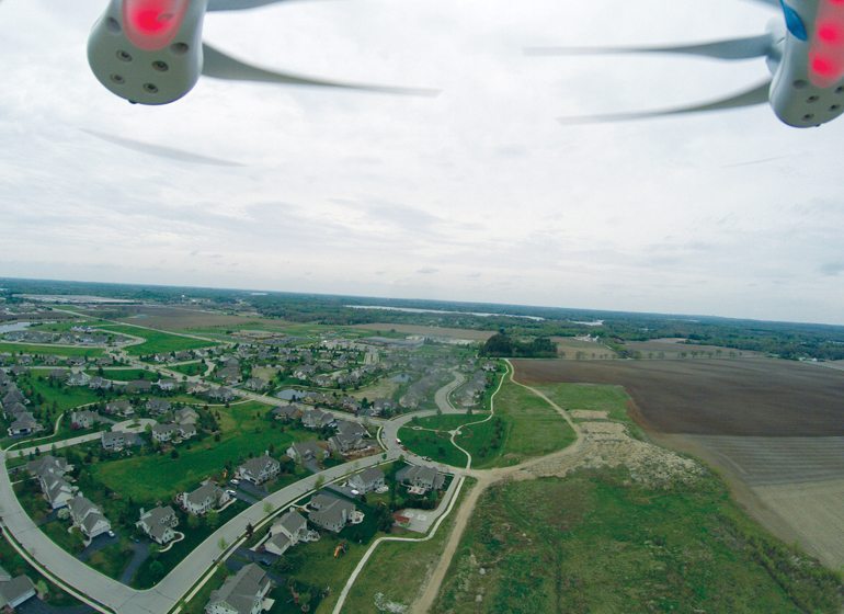 Drones offer a unique perspective and can be used in land surveying.