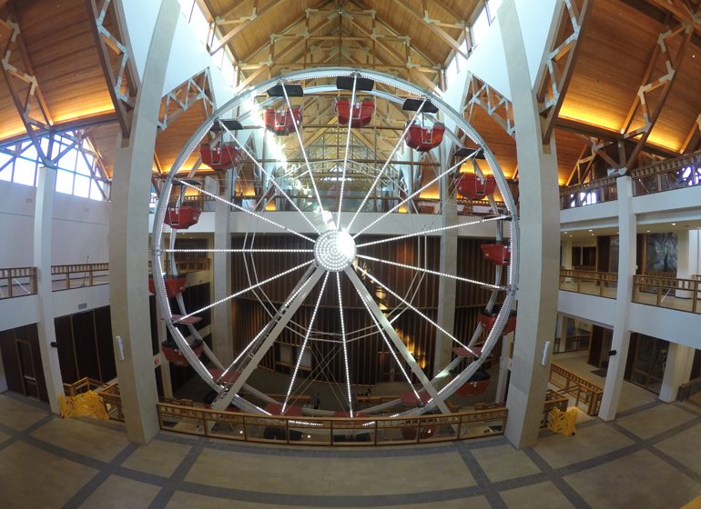 A Ferris wheel in Acutiy’s headquarters serves as a memorable feature for students visiting the company and for community groups holding fundraisers. 