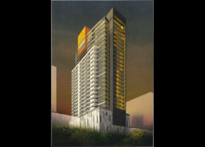 Rendering of the proposed 26-story apartment tower.