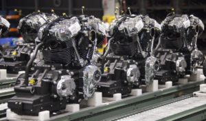 Assembled Milwaukee-Eight engines at Harley-Davidson&apos;s Powertrain Operations factory in Menomonee Falls, Wis., await shipment for final vehicle assembly. (PRNewsFoto/Harley-Davidson)