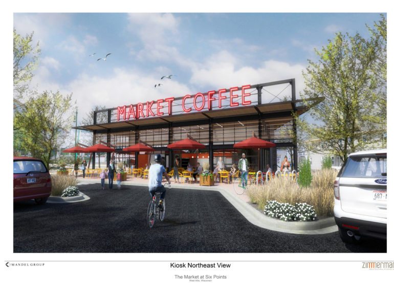 Rendering of the kiosk at the Farmer's Market. 