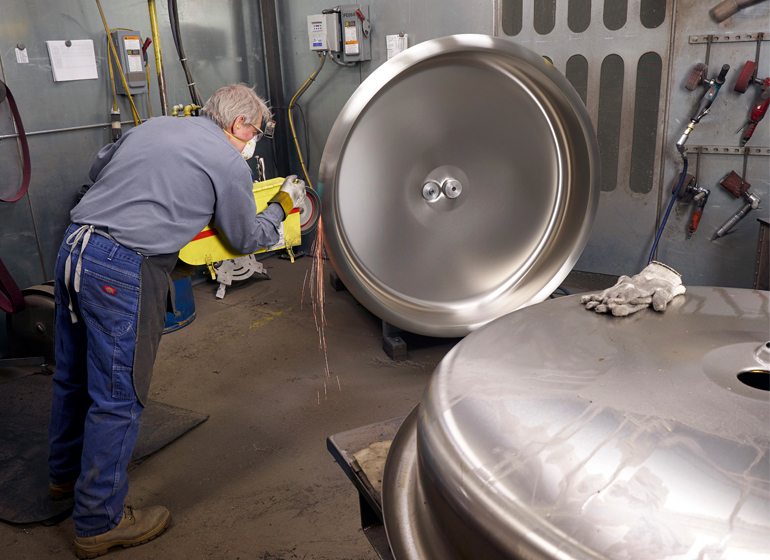 Joe Senner at work on the factory floor.