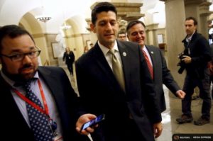 U.S. Rep. Paul Ryan, R-Wis., departs following a House Republican caucus meeting today at the U.S. Capitol in Washington. REUTERS/Jonathan Ernst