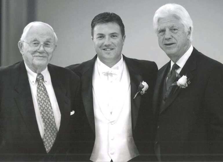 Theodore (T.J.) Perlick Molinari with his grandfather Robert (left) and father Larry Molinari (right).