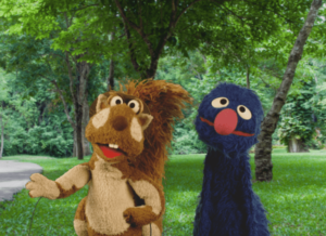 Park Ranger Squirrel and Grover in a scene from a mosquito bite prevention video produced as a partnership between Sesame Street and repellent maker SC Johnson.