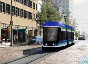 A rendering of the Milwaukee streetcar, for which Milwaukee Composites plans to make the flooring.