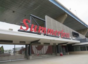 The South Gate to the Summerfest grounds, officially known as Henry Maier Festival Park.