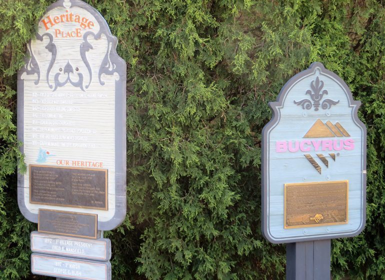 There are two plaques in Heritage Place Park to commemorate the city of South Milwaukee and Bucyrus. Both grew up together beginning in the late 1800s.