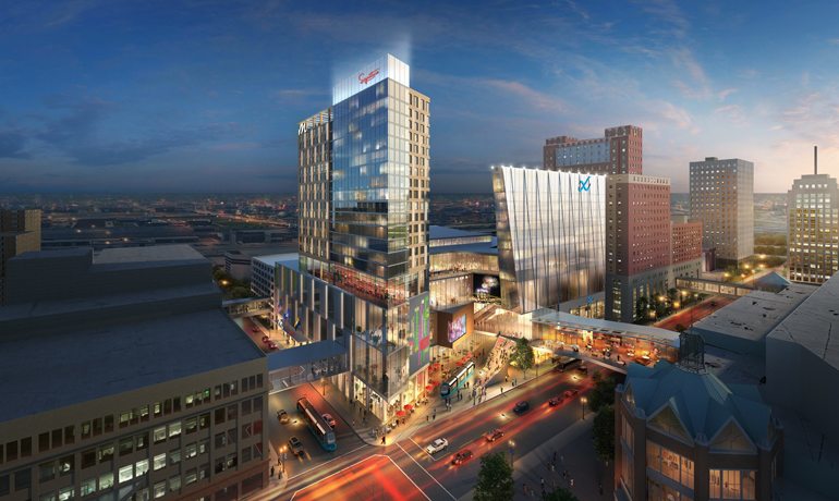 Jackson Street Holdings has proposed a mixed-use development with three hotels at the vacant site at Fourth Street and Wisconsin Avenue.