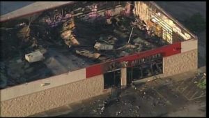 The OReilly Auto Parts store at 3405 W. Fond du Lac Ave. was badly damaged in a fire during protests Saturday night. (PHOTO: WISN 12 News)