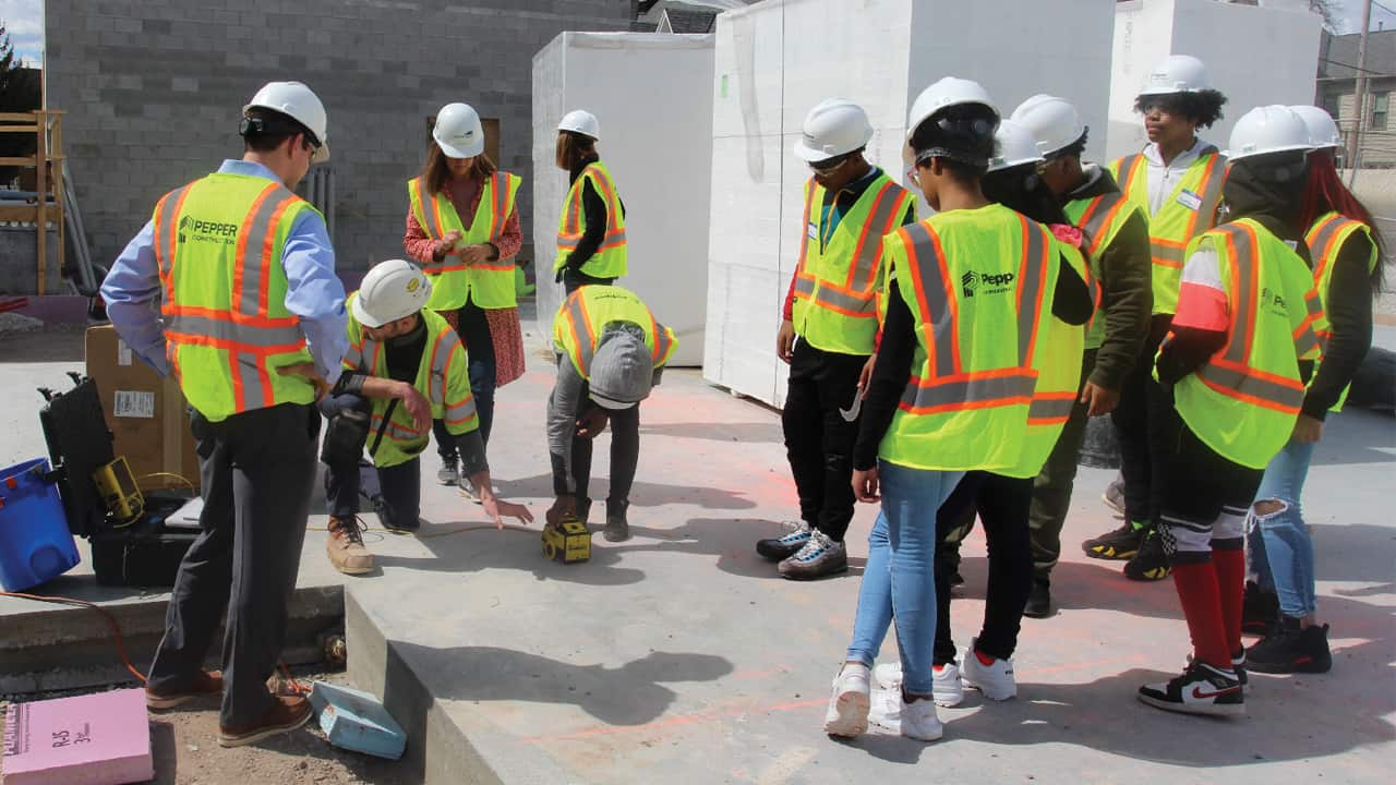 Cass Street School students spent time on the construction site for the new $50 million St. Rita Square development