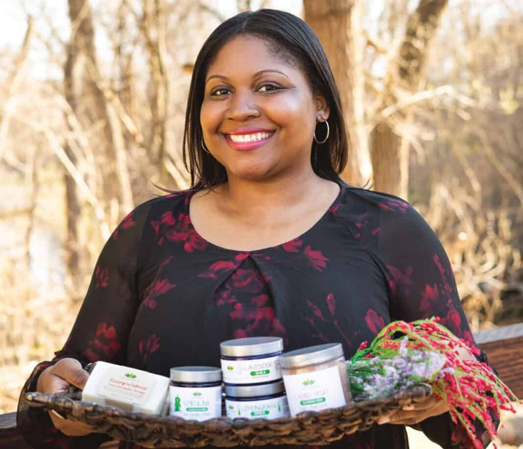 Trenise Watson with some of the skincare products she developed.