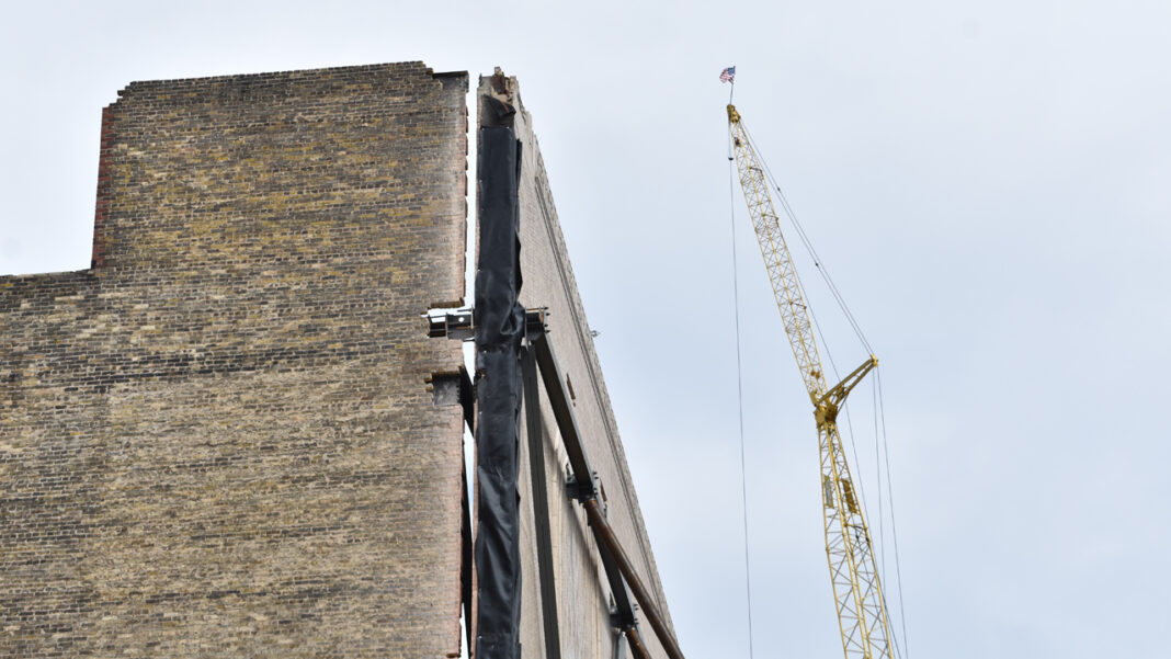 The wall will eventually be moved 35 feet to the east.