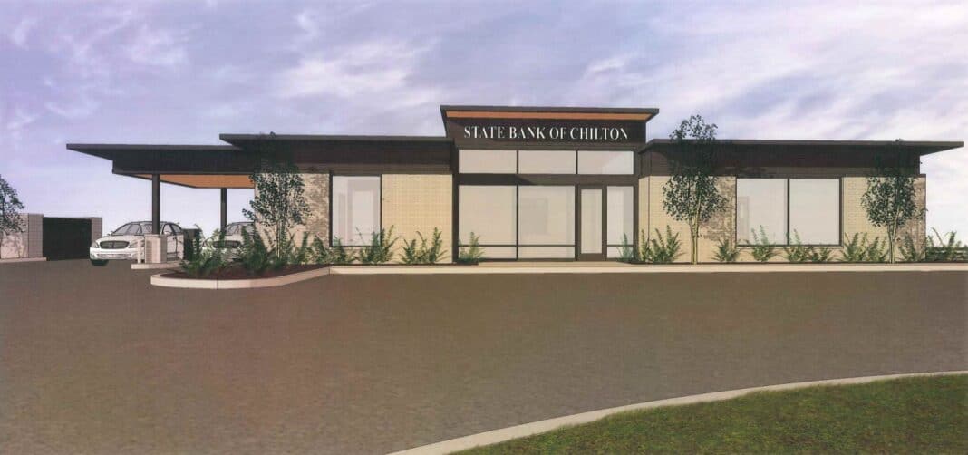 A rendering of the State Bank of Chilton Brookfield branch.