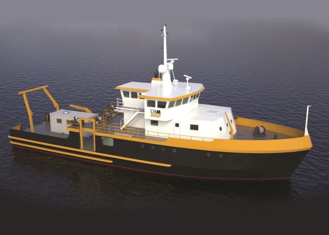 Rendering of the 'Maggi Sue' Great Lakes research vessel, which will replace UWM’s existing vessel, Neeskay.